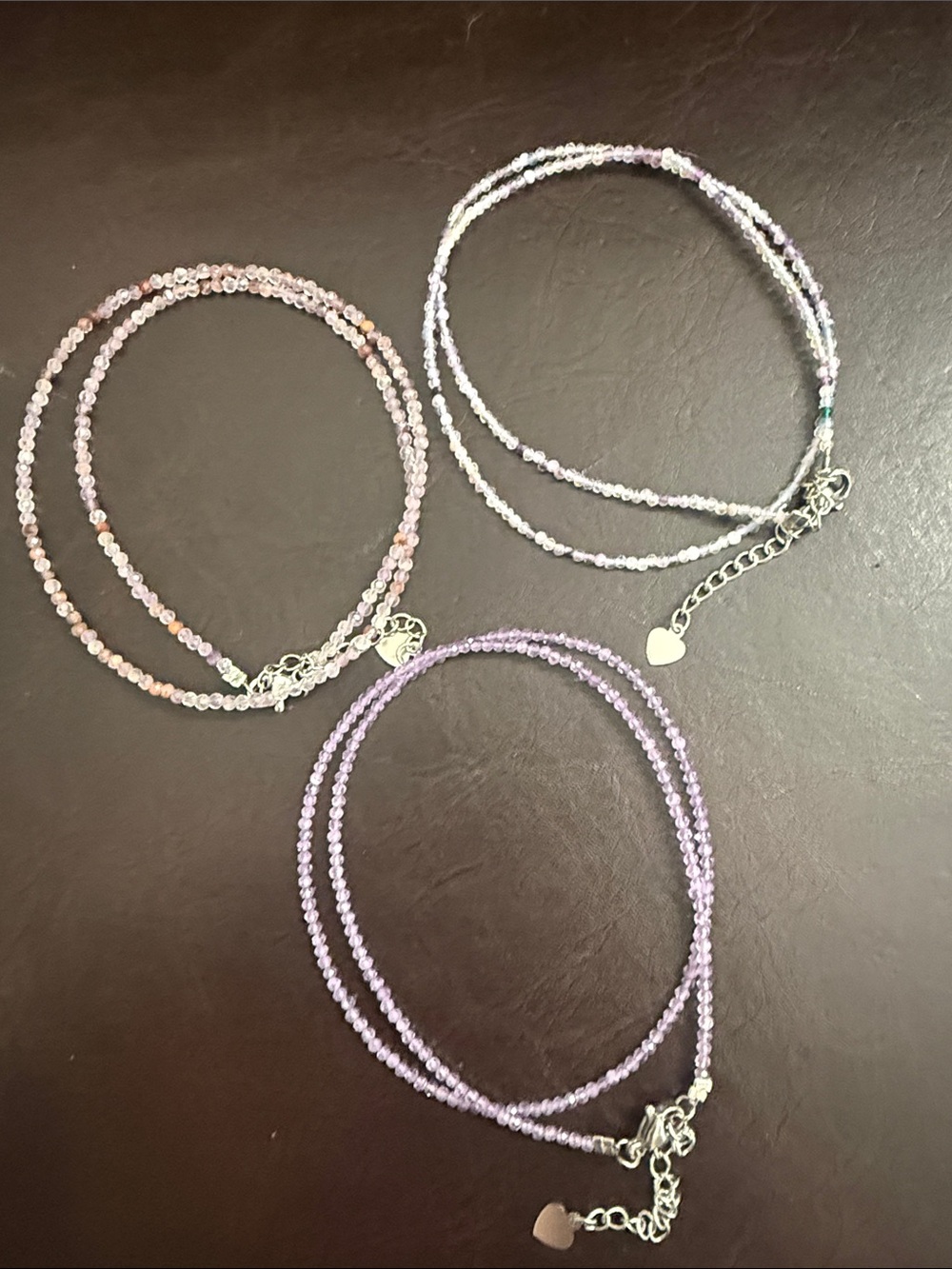 NWOT 3 Dainty Purple Crystal Necklaces